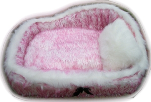 Pink fleece dog bed